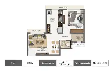 Today Codename Upvan 1 BHK floor plan